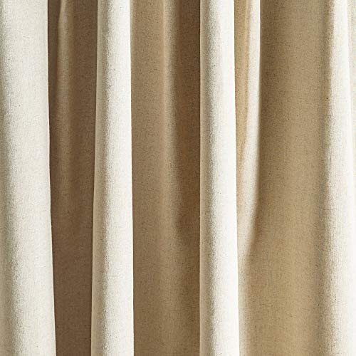MARTHA STEWART Lido Linen Blackout Foam Lined Rod Pocket/Back Tab Window Curtain Panel Pair, 95", Linen