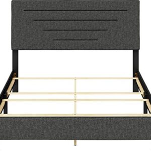 Boyd Sleep Cordoba Upholstered Platform Bed with Headboard and Durable Mattress Foundation with Strong Wood Slat Supports, Box Spring Required: Full, Charcoal