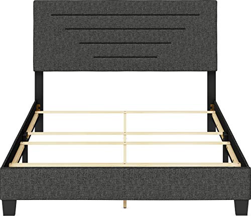 Boyd Sleep Cordoba Upholstered Platform Bed with Headboard and Durable Mattress Foundation with Strong Wood Slat Supports, Box Spring Required: Full, Charcoal