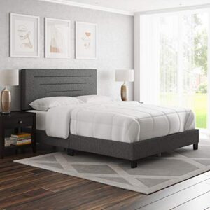 boyd sleep cordoba upholstered platform bed with headboard and durable mattress foundation with strong wood slat supports, box spring required: full, charcoal