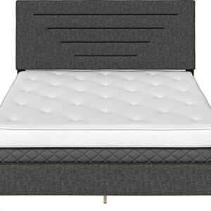 Boyd Sleep Cordoba Upholstered Platform Bed with Headboard and Durable Mattress Foundation with Strong Wood Slat Supports, Box Spring Required: Full, Charcoal