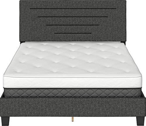 Boyd Sleep Cordoba Upholstered Platform Bed with Headboard and Durable Mattress Foundation with Strong Wood Slat Supports, Box Spring Required: Full, Charcoal