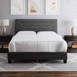 Boyd Sleep Cordoba Upholstered Platform Bed with Headboard and Durable Mattress Foundation with Strong Wood Slat Supports, Box Spring Required: Full, Charcoal