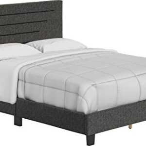 Boyd Sleep Cordoba Upholstered Platform Bed with Headboard and Durable Mattress Foundation with Strong Wood Slat Supports, Box Spring Required: Full, Charcoal