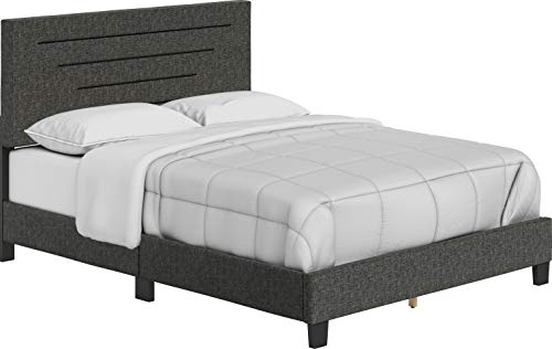 Boyd Sleep Cordoba Upholstered Platform Bed with Headboard and Durable Mattress Foundation with Strong Wood Slat Supports, Box Spring Required: Full, Charcoal