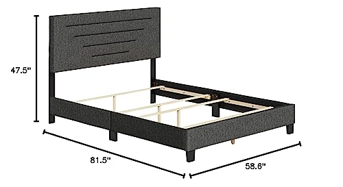 Boyd Sleep Cordoba Upholstered Platform Bed with Headboard and Durable Mattress Foundation with Strong Wood Slat Supports, Box Spring Required: Full, Charcoal