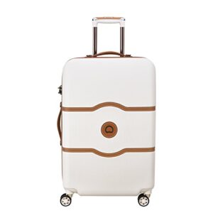 delsey paris chatelet air hardside luggage, spinner wheels, champagne white, checked-medium 24 inch