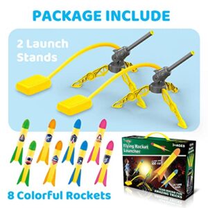 V-Opitos Rocket Launch Toys for Kids Age of 3, 4, 5, 6, 7, 8 Year Old Boys & Girls, 2 Pack Rocket Launchers with 8 Colorful Foam Rockets, Top Outdoor Game, Ideal Christmas & Birthday Gift