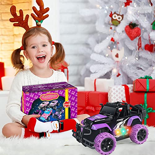 Blooming lilies Remote Control Car, Girls Rc Racing Cars 1:20 Scale Remote Control Car Trucks,with LED Lights All Terrain Rc Cars Toy for Kids 4-7 8-12 Christmas Birthday Gifts (Purple)