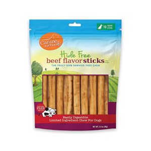 canine naturals beef chew - rawhide free dog treats - made with real beef - poultry free recipe - all-natural and easily digestible - 10 pack of 5 inch stick chews