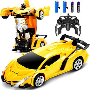 dolanus remote control car - transform robot rc cars contains all batteries: one-button deformation and 360 degree rotating drifting, present christmas birthday gift for boys/girls