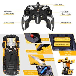 Dolanus Remote Control Car - Transform Robot RC Cars Contains All Batteries: One-Button Deformation and 360 Degree Rotating Drifting, Present Christmas Birthday Gift for Boys/Girls