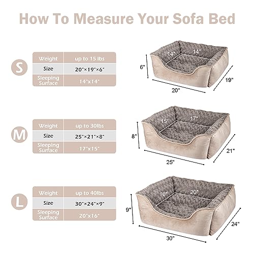 JOEJOY Rectangle Dog Bed for Large Medium Small Dogs Machine Washable Sleeping Dog Sofa Bed Non-Slip Bottom Breathable Soft Puppy Bed Durable Orthopedic Calming Pet Cuddler, Multiple Size, Beige