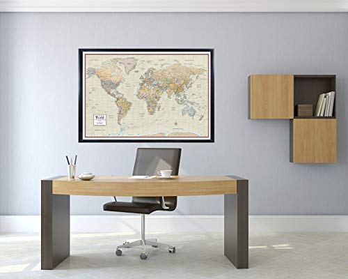 Swiftmaps 18" x 27" World Map Contemporary Premier Wall Map Poster Mural, Laminated, Made in the USA