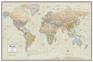 swiftmaps 18" x 27" world map contemporary premier wall map poster mural, laminated, made in the usa