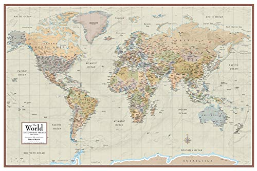 Swiftmaps 18" x 27" World Map Contemporary Premier Wall Map Poster Mural, Laminated, Made in the USA