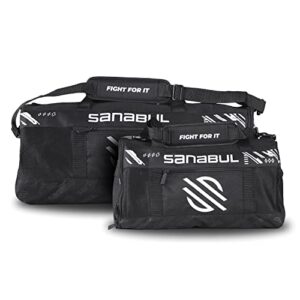 sanabul lab series mesh duffel gym bag (black/white, oversize)