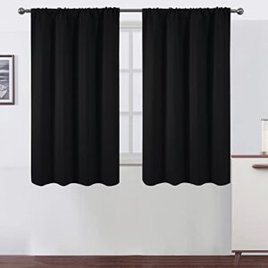 lemomo black blackout curtains/42 x 54 inch/set of 2 panels room darkening curtains for bedroom
