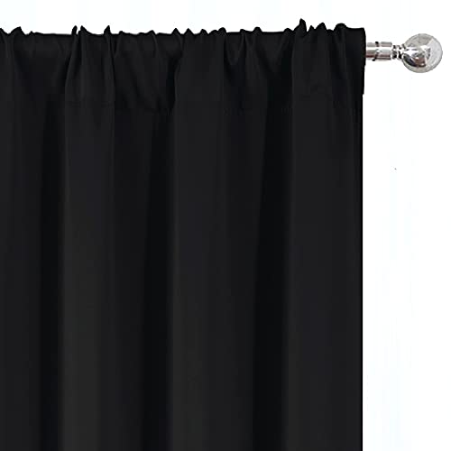 LEMOMO Black Blackout Curtains/42 x 54 Inch/Set of 2 Panels Room Darkening Curtains for Bedroom