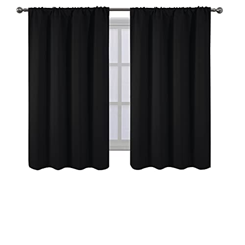 LEMOMO Black Blackout Curtains/42 x 54 Inch/Set of 2 Panels Room Darkening Curtains for Bedroom