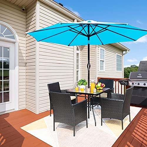 Flamaker Outdoor Furniture 5 Pieces Patio Furniture Set Patio Dining Set Patio Chairs and Table with Umbrella Hole (Beige)