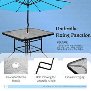 Flamaker Outdoor Furniture 5 Pieces Patio Furniture Set Patio Dining Set Patio Chairs and Table with Umbrella Hole (Beige)