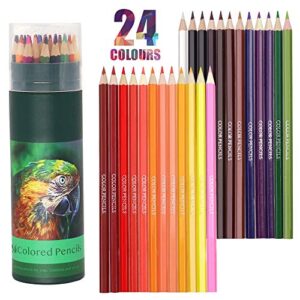 yoousoo colouring pencils, 24 pcs professional coloured pencils drawing pencils, oil-based artist pencil set, no wax, ideal for sketching, doodling, painting, writing, pre-sharpened…