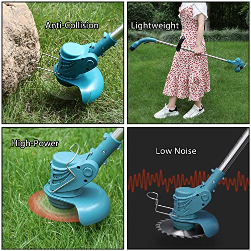 Cordless String Trimmer, Cordless Edger Weed Whacker Grass Eater Lawn Cutter Lawn Mower, 2 Lithium-ion Battery Powered 24V 4000mah