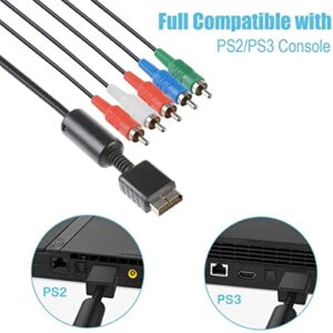 Component AV Cable for PS2/PS3/PS3 Slim HDTV-Ready TV HD Component AV Cable 5-Wire 6FT Black