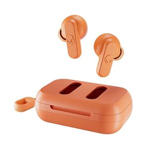 skullcandy dime in-ear wireless earbuds, 12 hr battery, microphone, works with iphone android and bluetooth devices - orange