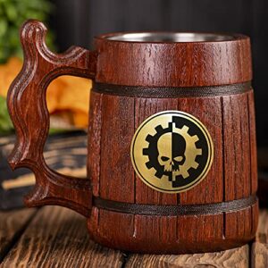 Adeptus Mechanicus Beer Stein, Personalized 40k Wooden Beer Mug, Custom Beer Stein, Gamer Gift, Gamer Tankard, Gift for Men, Gift for Him