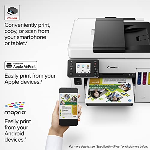 Canon MAXIFY GX7020, Wireless MegaTank All-in-One Supertank Printer, [Print, Copy, Scan, Fax ], White