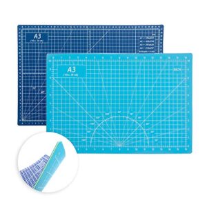 airgame self healing cutting mat 18"x12" non-slip pvc double sided 5-ply a3 art craft rotary cutting mat for quilting, sewing crafts hobby fabric precision scrapbooking project(blue/light blue)