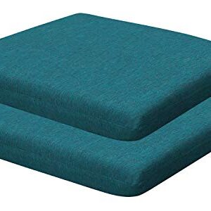 Honeycomb Indoor/Outdoor Textured Solid Teal Universal Seat Cushion: Recycled Fiberfill, Weather Resistant, Comfortable and Stylish Pack of 2 Patio Cushions: 18" W x 17.5" D x 2.5" T