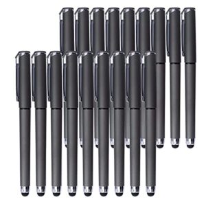 black gel ink rollerball pens 1.0mm gel pens 2-in-1 stylus pens 1.0mm medium point pen for office, black gel ink(18 pack-grey)