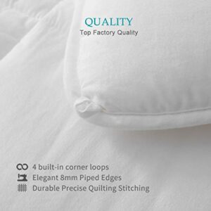 Oaken-Cat Lightweight All-Season Down Alternative Comforter Full/Queen - 100% Cotton Cover Ultra-Soft Breathable Microfiber Quilted, Cooling Thin Duvet Insert for Warm/Hot Sleepers(88x88, White)