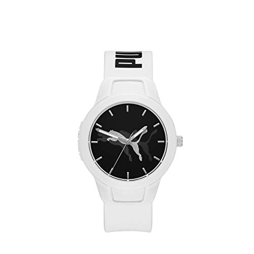 PUMA Women's Reset V2 Polycarbonate Quartz Watch with Polyurethane Strap, White, 18 (Model: P1048)