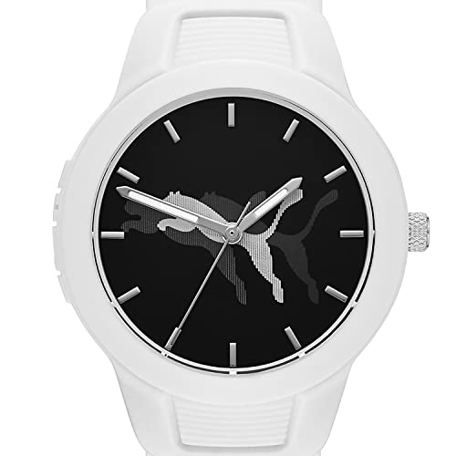 PUMA Women's Reset V2 Polycarbonate Quartz Watch with Polyurethane Strap, White, 18 (Model: P1048)