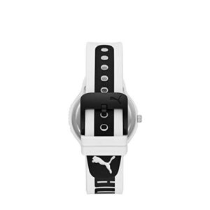 PUMA Women's Reset V2 Polycarbonate Quartz Watch with Polyurethane Strap, White, 18 (Model: P1048)