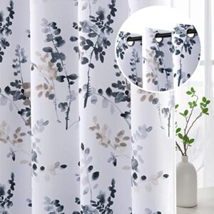 h.versailtex blackout curtains for living room darkening thermal insulated panels 84 inch long light blocking grommet curtains/drapes, bluestone and taupe vintage classical floral printing, 2 panels