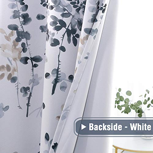 H.VERSAILTEX Blackout Curtains for Living Room Darkening Thermal Insulated Panels 84 Inch Long Light Blocking Grommet Curtains/Drapes, Bluestone and Taupe Vintage Classical Floral Printing, 2 Panels