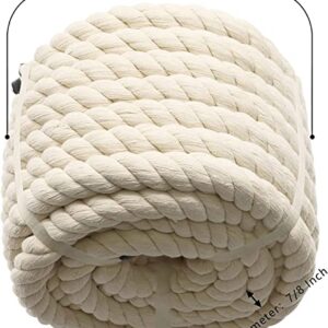 1OO% Cotton Rope (1 inch x 48 feet) Natural Thick Twisted Rope for Crafts, Sports Tug of War, Hammock, Home Decorating Wedding Rope