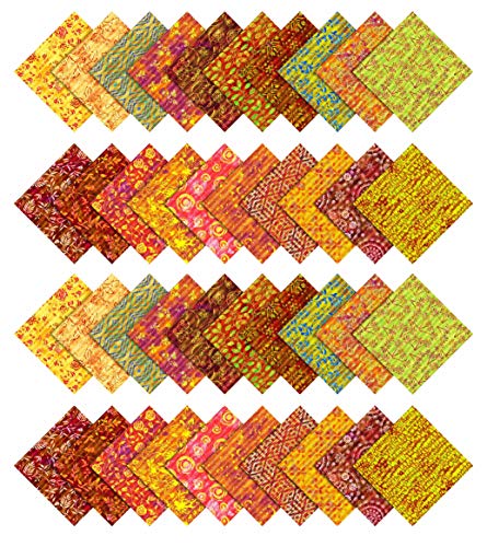 Soimoi Batik Print Precut 5-inch Cotton Fabric Quilting Squares Charm Pack DIY Patchwork Sewing Craft