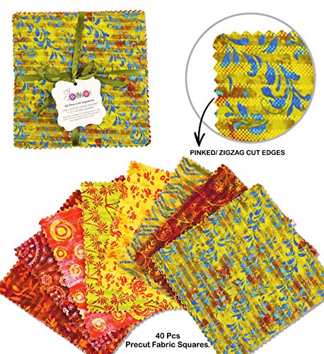 Soimoi Batik Print Precut 5-inch Cotton Fabric Quilting Squares Charm Pack DIY Patchwork Sewing Craft