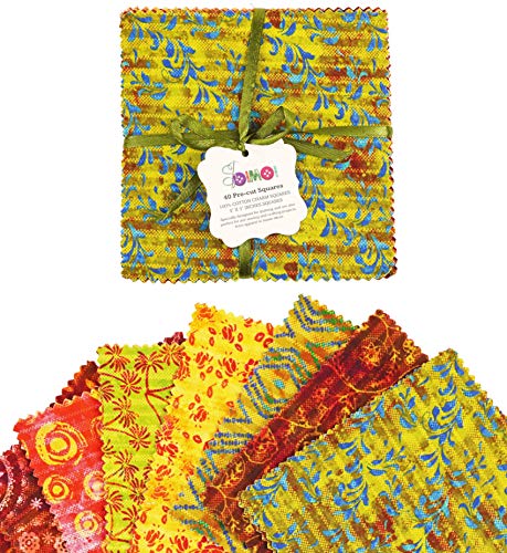 Soimoi Batik Print Precut 5-inch Cotton Fabric Quilting Squares Charm Pack DIY Patchwork Sewing Craft