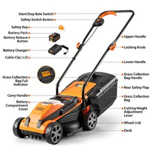 LawnMaster 20VMWGT 24V Max 13-inch Lawn Mower and Grass Trimmer 10-inch Combo with 4.0 Ah Battery and Charger