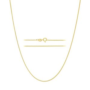 kisper italian 18k gold plated 925 sterling silver diamond cut box link chain necklace – for women & men with spring ring clasp – made in italy, 16"