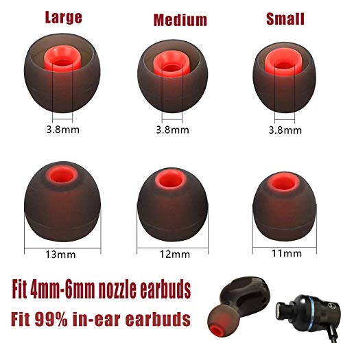 Earbud Kits 3 Pairs (M) Earhooks Universal Ear Fins,3 Pairs M Memory Foam Earbud Tips, 3 Pairs (SML) Eartips Silicone Replacement Earbuds Tips, 2 Pcs Cord Clips for Sport Earbuds