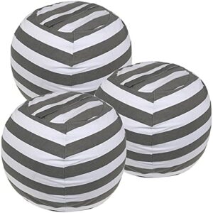 3-pack stuffed animal storage bean bags for kids room 23" empty animal beanbag chair covers only small stuffed animal storage for toddlers, children, boys, girls kids room decor, white grey stripes