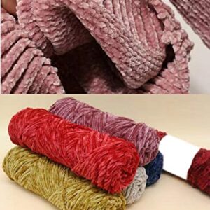 4 Skeins Chenille Yarn, Blanket Yarn for Knitting Chenille Velvet Fancy Yarn for Crochet Weaving DIY Craft Total Length 4×180m (4×190yds, 4×100g) (Brown)